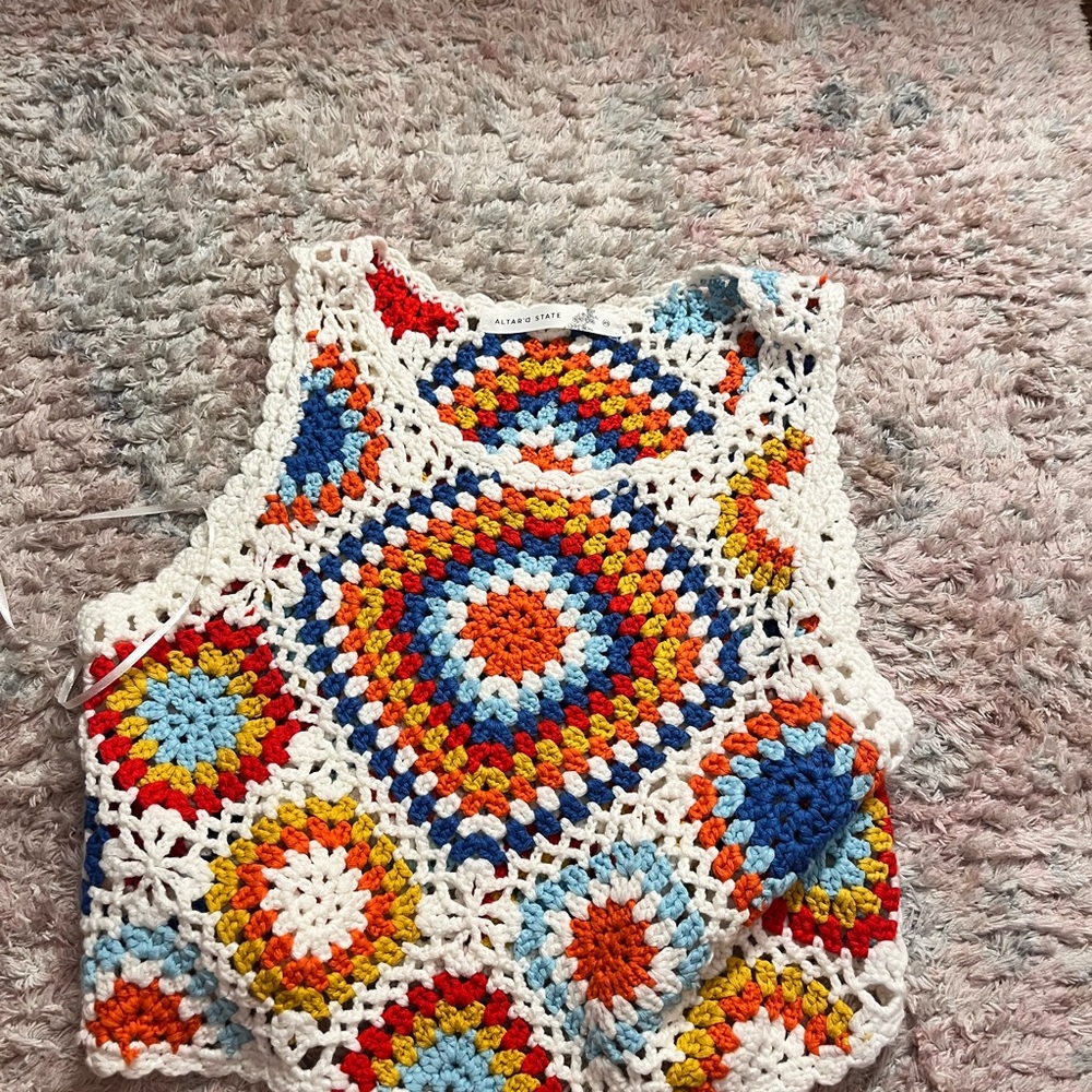 Altar'd State Multicolor Crochet Crop Top